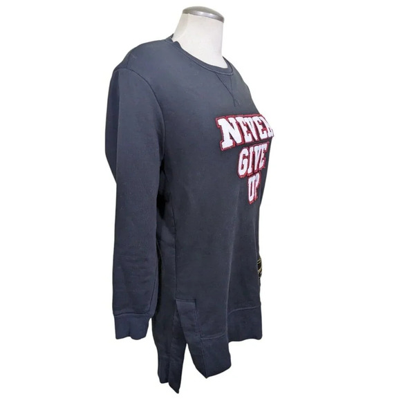 Roberto Cavalli Sport Never Give Up Womens Sweatshirt XS Black Textured Text - Picture 2 of 9